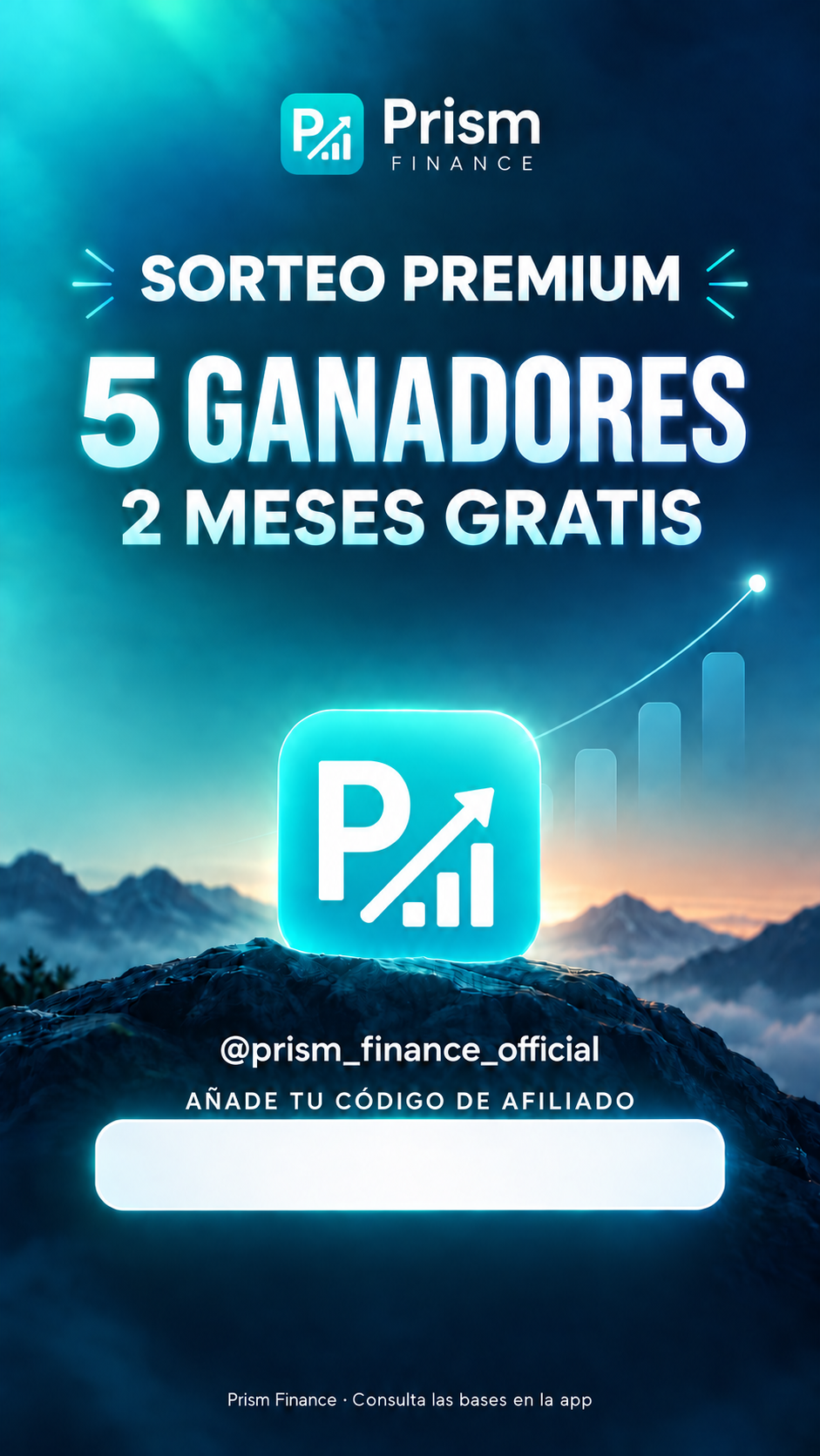 Cartel del sorteo Premium con un espacio en blanco para el código de afiliado